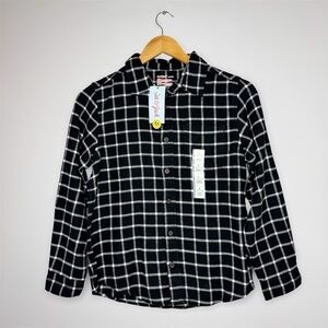 New Cat & Jack Kids Boys L (10/12) Black and White Checkered Shirt